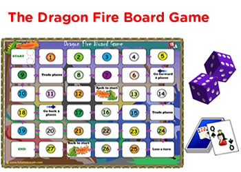 Dragon Fire Board Game For Kids. Free educational board game download with template